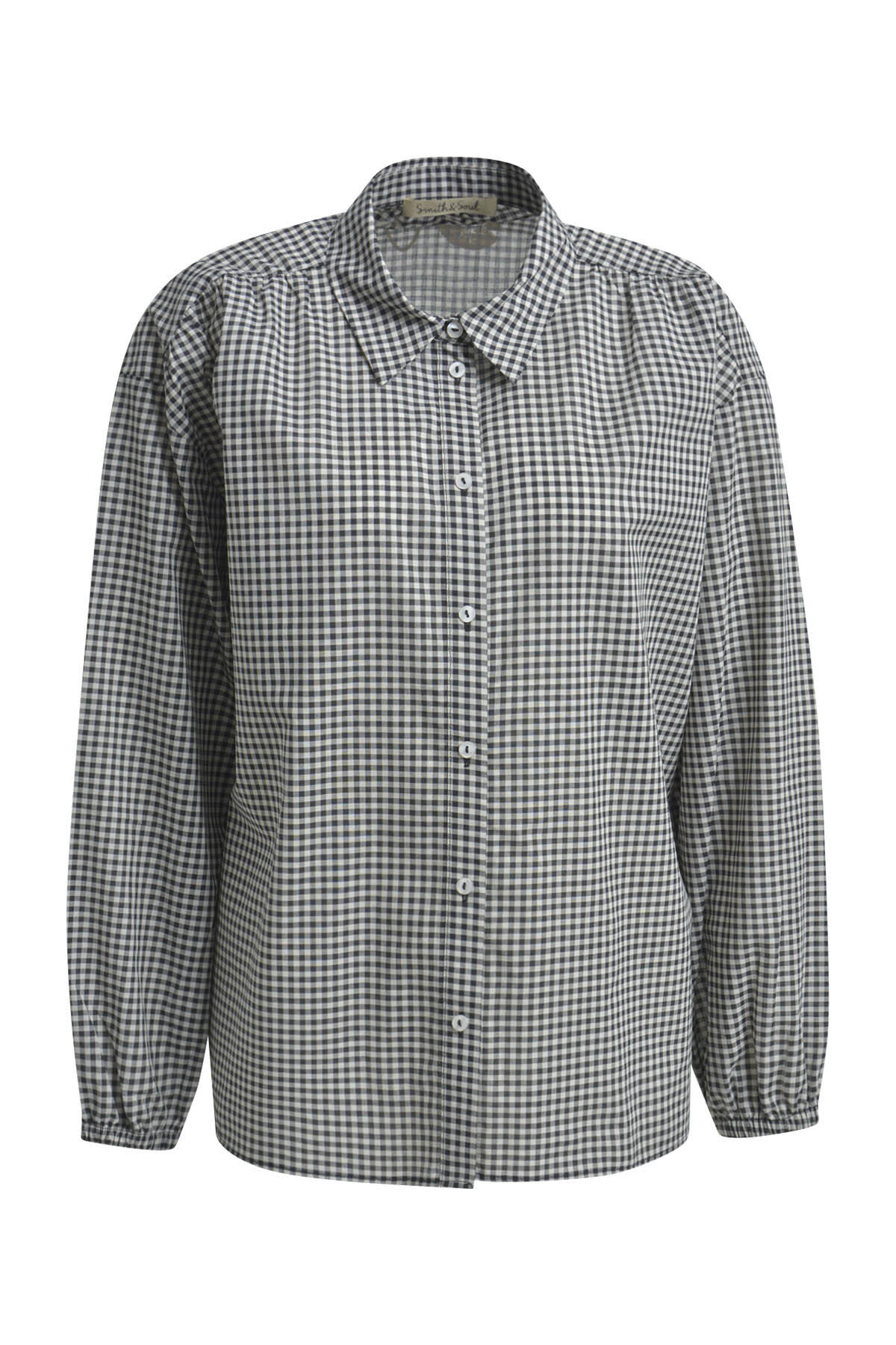 Smith&Soul - Vichy Check Shirt Collar Blouse black print - Gr. - M von Smith&Soul