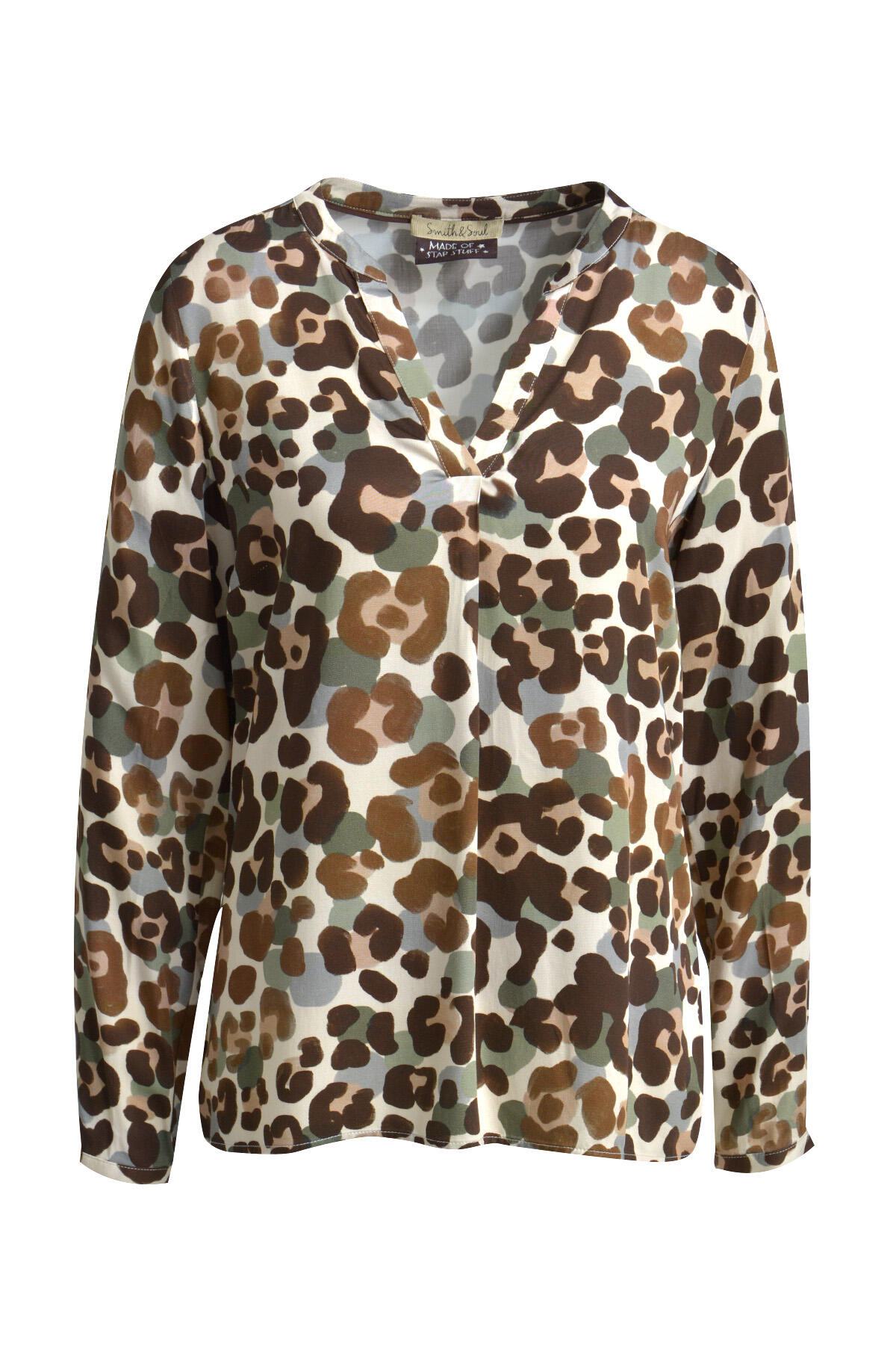 Smith&Soul - Vince Blouse choco print - Gr. - L von Smith&Soul