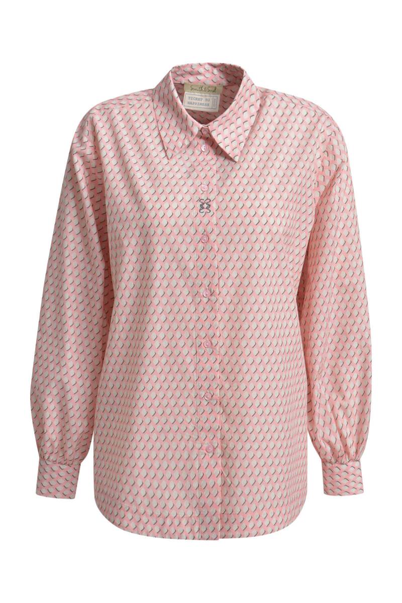 Smith&Soul - Volum slv shirt collar blouse bubblegum print - Gr. - XS von Smith&Soul