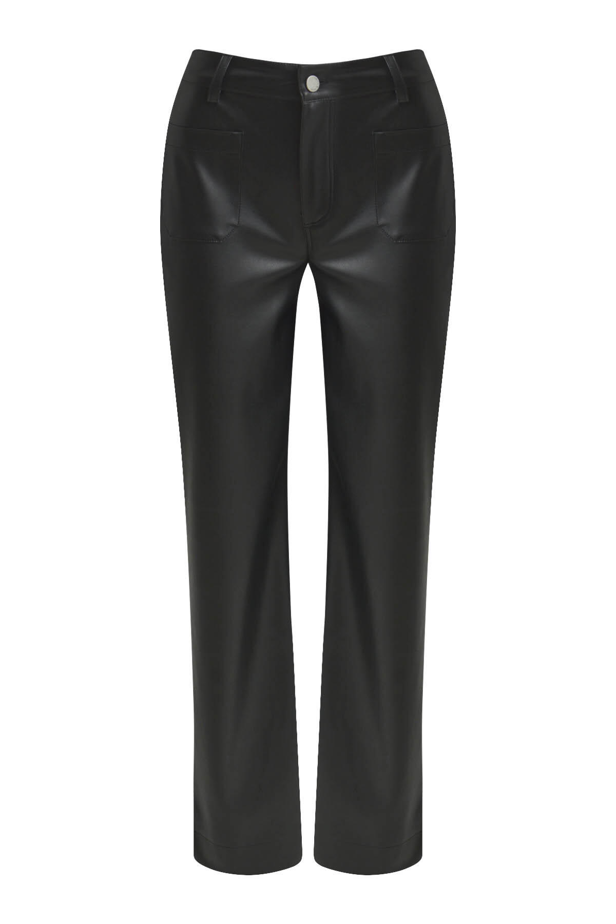 Smith&Soul - Wideleg Leather Pants black - Gr. - S von Smith&Soul