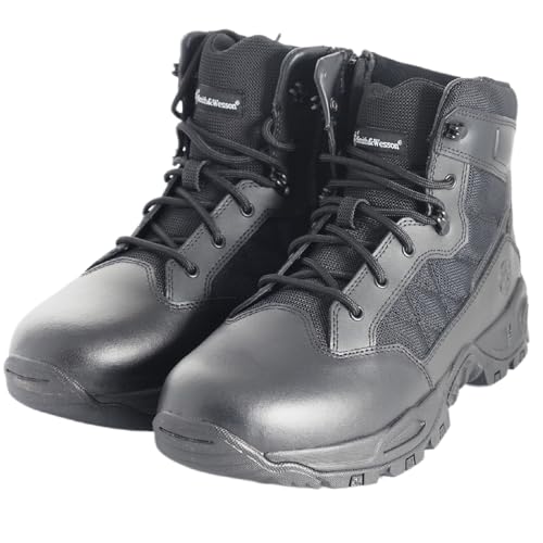 Smith & Wesson Herren Scout Hot Weather Polishable Toe Military Tactical Boots Side Zipper Work Combat Trooper Leather Boots (6-8 Zoll), Schwarz, 15,2 cm, 38 EU von Smith & Wesson