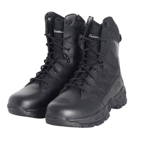 Smith & Wesson Herren Scout Hot Weather Polishable Toe Military Tactical Boots Side Zipper Work Combat Trooper Leather Boots (6-8 Zoll), Schwarz, 20,3 cm, 38 EU von Smith & Wesson