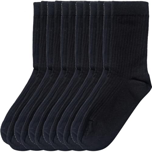 Smithking 6 Stück atmungsaktive Feuchtigkeit Komfort weiche lässige Baumwollsocken mittlere Socken Herrensocken, Schwarz, 40-42.5 EU von Smithking
