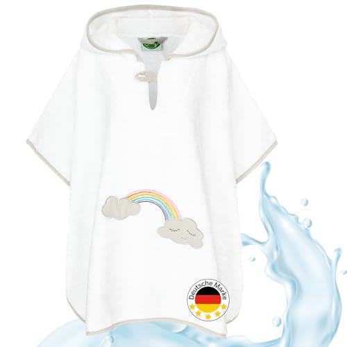 Smithy Badeponcho für Kinder & Babys aus kuscheliger Frottee Baumwolle - Liebevoller Badetuch Poncho mit Kapuze für Mädchen & Jungen - Kinderponcho Kapuzenhandtuch Regenbogen Wolke von Smithy by Dagmar Nelk