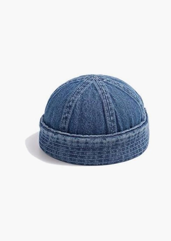 Denim Sailor Krempenlose Dockerkappe Vintage | Dockercap Tragehaube Hut Unisex Cap Rolled Skullcap Docker von SmizeVintage