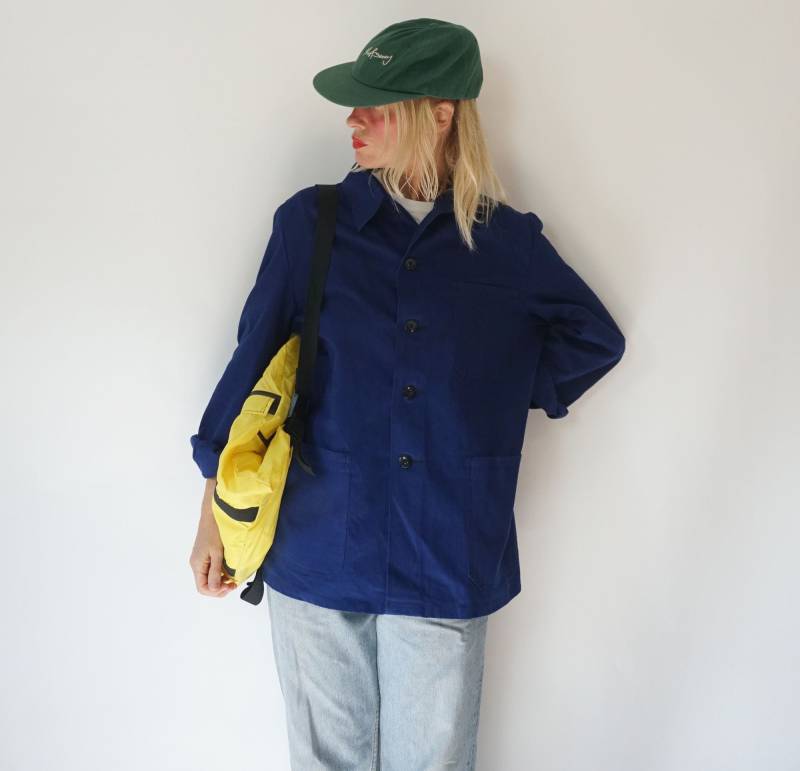 Vintage Deutsche Blaue Arbeitsjacke | Fischgrät Baumwolle Gebrauchs - Arbeitskleidung Bugatti Jacke Unisex von SmizeVintage