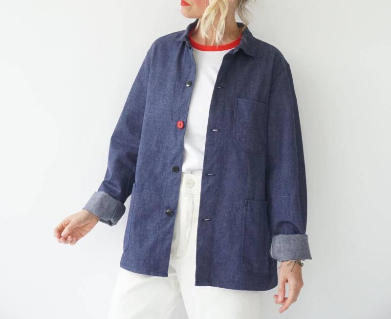 Vintage Jeans Deutsche Arbeitsjacke | Fischgrät Baumwolle Gebrauchs - Arbeitskleidung Bugatti Jacke Unisex von SmizeVintage