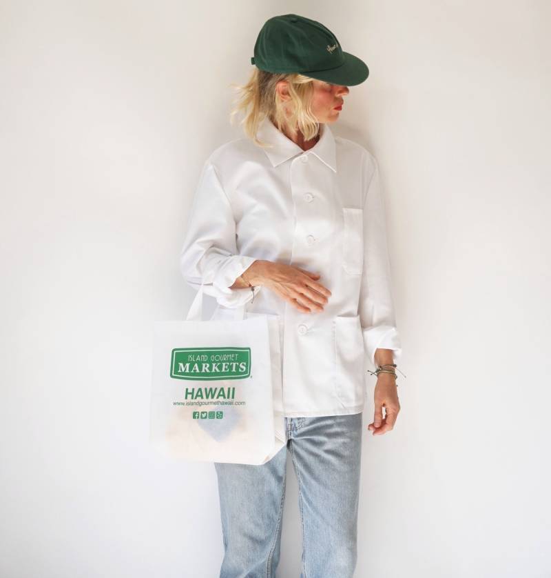 Vintage Weiße Deutsche Chore Mantel Arbeit Jacke | Drei Taschen Arbeitsjacke Unisex Utip Arbeitskleidung M von SmizeVintage