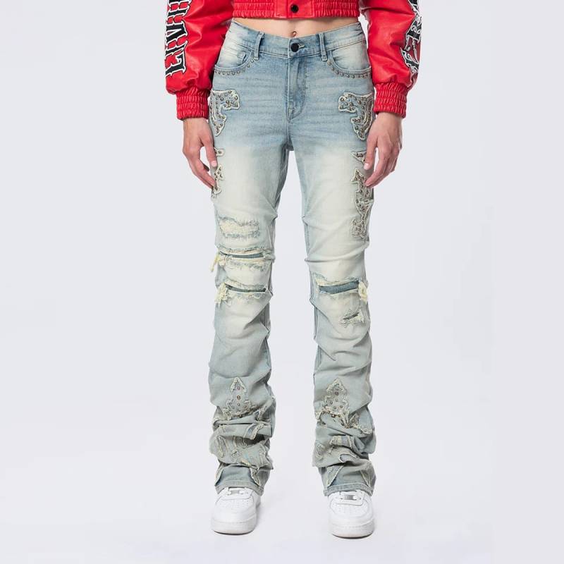 High Rise Stacked Western Jeans von Smoke Rise