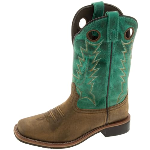 Smoky Children's Jesse Embroidered Leather Western Cowboy Boot - Brown Turquoise von Smoky Mountain Boots