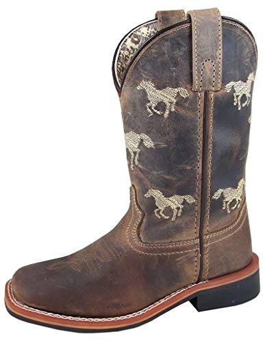 Smoky Children's Rancher Stitched Horse Western Cowboy Boots - Brown Distressed von Smoky Mountain Boots