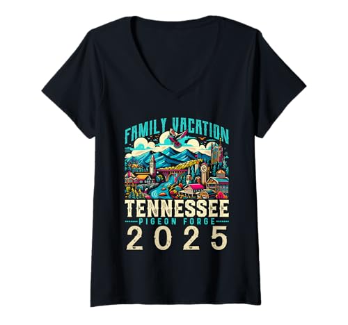 Damen Familienurlaub in den Tennessee Smoky Mountains 2025 | Pigeon Forge T-Shirt mit V-Ausschnitt Damen Familienurlaub in den Tennessee Smoky Mountains 2025 | Pigeon Forge T-Shirt mit V-Ausschnitt von Smoky Mountains Designs By ShirtZilla