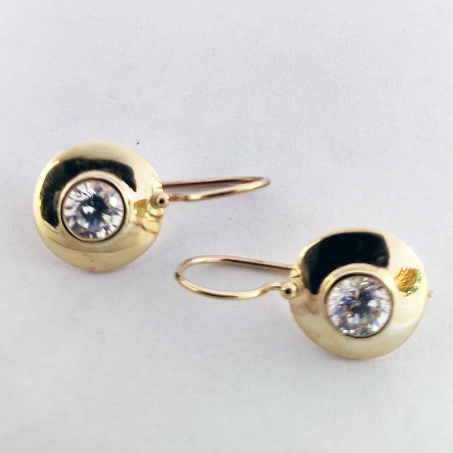 14K Gelbgold, Gold Ohrringe, Champagner Zirkon, Weißer 14K Goldscheibe. Solid .white Cz, Classics Ohrringe 14K Gelbgold, Gold Ohrringe, Champagner Zirkon, Weißer 14K Goldscheibe. Solid .white Cz, Classics Ohrringe von SmoochyangelsJewelry