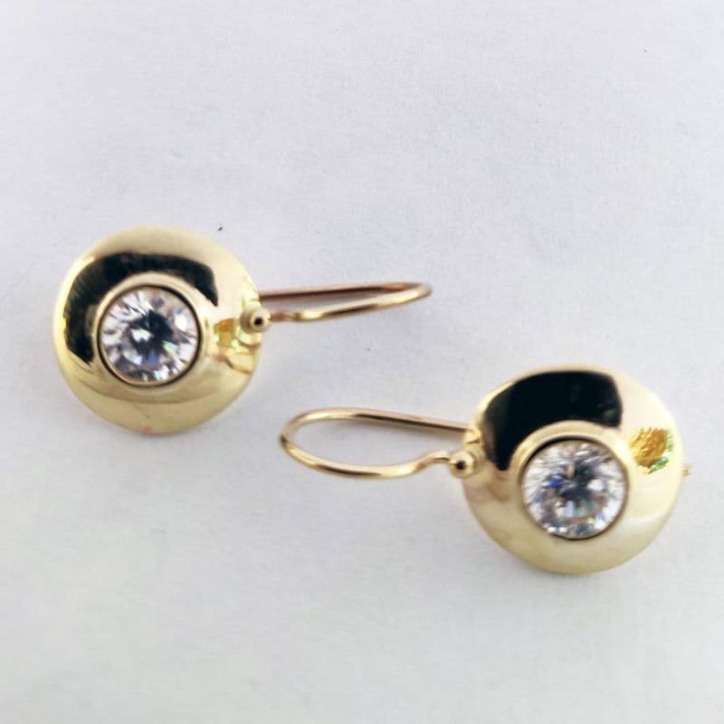 14K Gelbgold, Gold Ohrringe, Champagner Zirkon, Weißer 14K Goldscheibe. Solid .white Cz, Classics Ohrringe 14K Gelbgold, Gold Ohrringe, Champagner Zirkon, Weißer 14K Goldscheibe. Solid .white Cz, Classics Ohrringe von SmoochyangelsJewelry