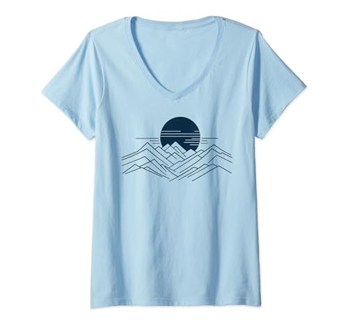 Damen Berge und Sonne T-Shirt mit V-Ausschnitt von Smooth HQ