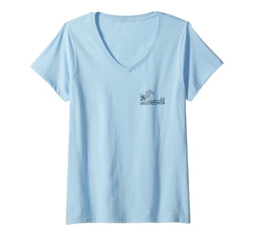 Damen Berühmte Vintage-Kunst: Tolles Hokusai-Design mit Meereswellen-Motiv T-Shirt mit V-Ausschnitt Damen Berühmte Vintage-Kunst: Tolles Hokusai-Design mit Meereswellen-Motiv T-Shirt mit V-Ausschnitt von Smooth HQ