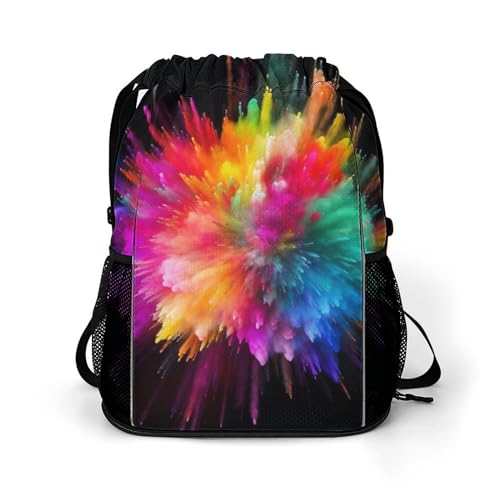 Sporttasche für Damen und Herren, Farbexplosion, Reisetasche, großes Fassungsvermögen, Sport-Rucksack mit Kordelzug, Stil:, 45.5x41.5x36cm von SmtSec