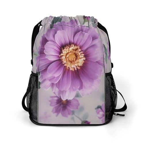 Turnbeutel für Damen und Herren, schöne Lotusblumen-Reisetasche, große Kapazität, Sport-Rucksack mit Kordelzug, Stil-2, 45.5x41.5x36cm von SmtSec