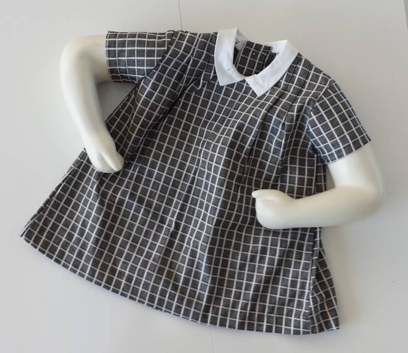 1950S Vintage Kleid Peter Pan Weisse Krage Minze Vichy Karriert Grau Weiss 6 Monate Kleider Alte Neue Babysachen Babykleider von Smufje