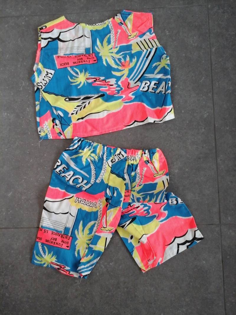 Vintage Baumwolle Urlaubsset Für Junge Oder Mädchen Fluor Farben Größe 116 Urlaubsmode Sommeroutfit von Smufje