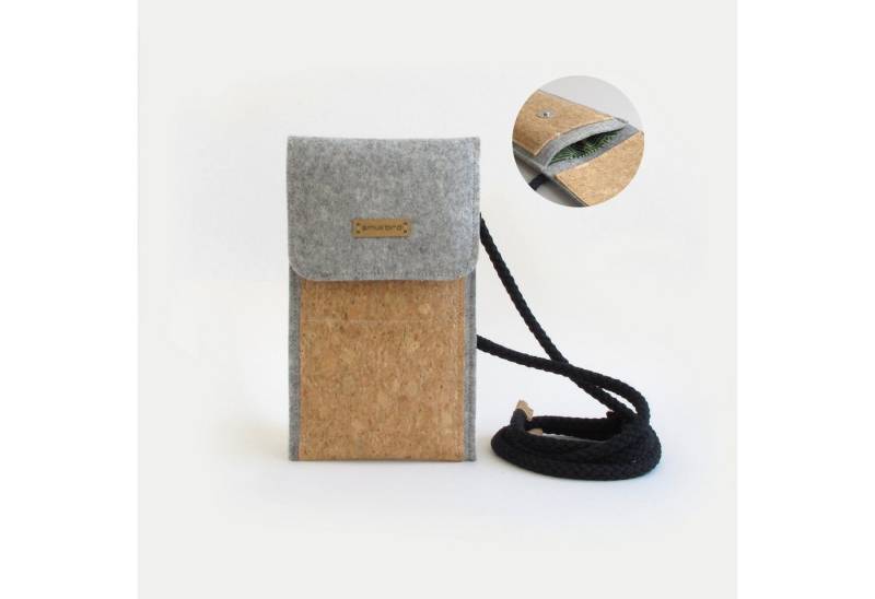 Smukbird Handytasche Umhängetasche KEDJA für iPhone 15 Pro Max, aus Filz, hellgrau von Smukbird