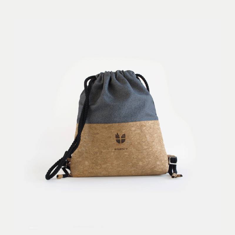 Turnbeutel Für Kinder, Kleiner Rucksack, Nachhaltig Aus Bio Baumwolle Und Kork, 26 X cm Groß, Design Tracks von Smukbird