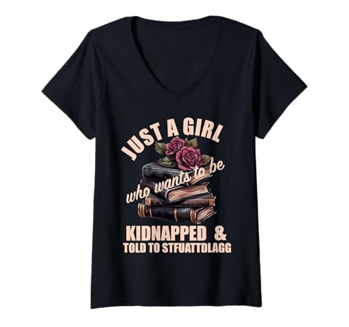 Damen Dark Romance Women Told to STFUATTDLAGG Smutt Book Merch T-Shirt mit V-Ausschnitt Damen Dark Romance Women Told to STFUATTDLAGG Smutt Book Merch T-Shirt mit V-Ausschnitt von Smutt Book Gifts
