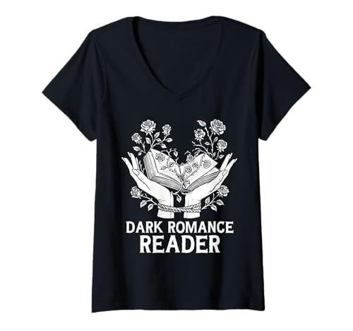 Damen Dark Romance Reader Gothic Fantasy Würziger Bücherwurm T-Shirt mit V-Ausschnitt Damen Dark Romance Reader Gothic Fantasy Würziger Bücherwurm T-Shirt mit V-Ausschnitt von Smutty Dark Bookish Romantic Literature Book Lover
