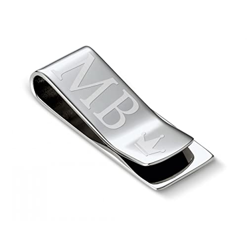 Smyla Geldklammer Vatertagsgeschenk - Krone + Initialien - Graviert Personalisiert Slim Wallet Geldbörse Aluminium von Smyla