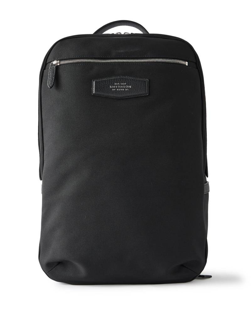 Smythson - Norton Full-Grain Leather-Trimmed ECONYL® Nylon-Canvas Backpack - Men - Black von Smythson