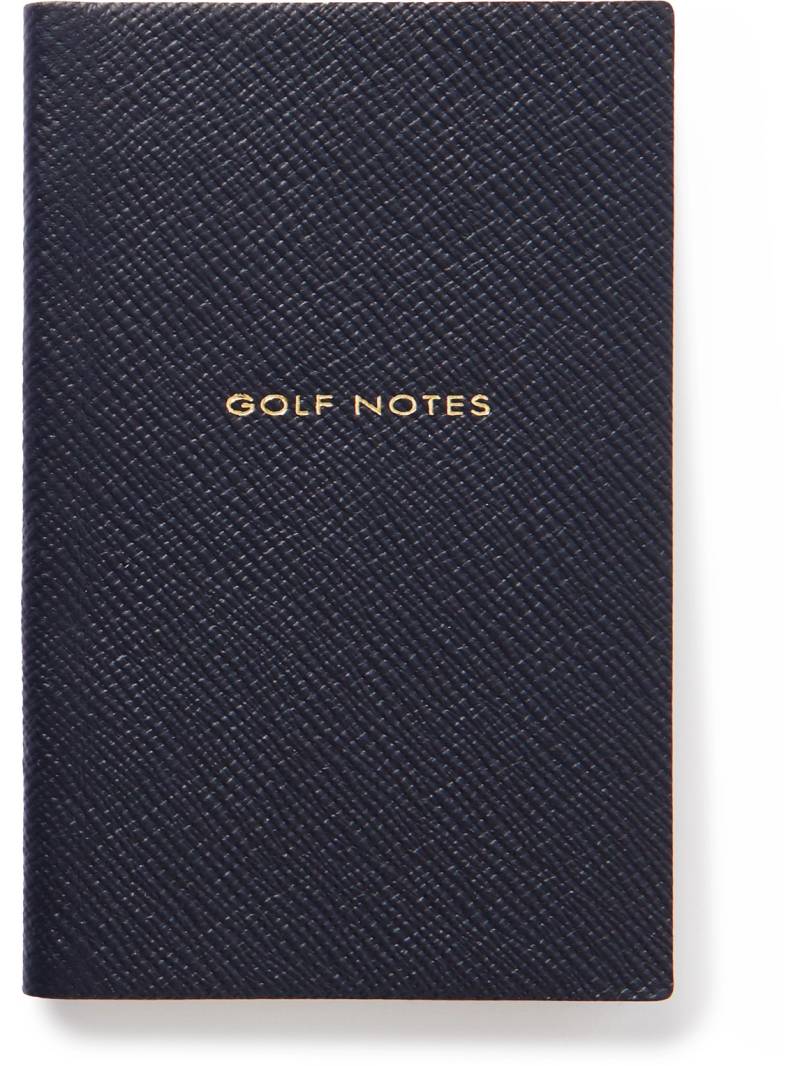 SMYTHSON - Panama Golf Notes Cross-Grain Leather Notebook - Men - Blue von SMYTHSON
