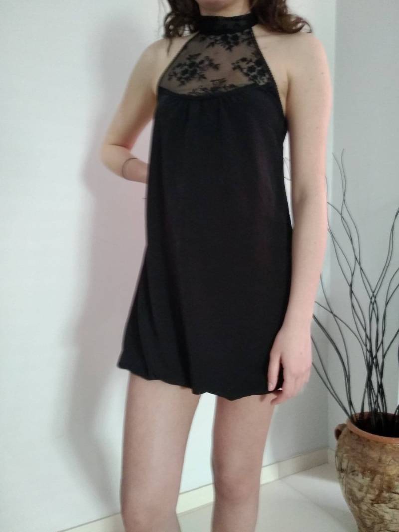 Vintage Kleid Mit Spitze Für Frauen Ballon Farbe Schwarz Open Zurück Mini Hochzeit Party Nacht Aus Weihnachten Muttertagsgeschenk von SnGHandmadeStudio