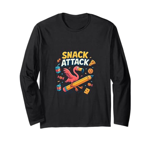Snack Attack Funny Food Flamingo Kinder Back 2 Schule Langarmshirt Snack Attack Funny Food Flamingo Kinder Back 2 Schule Langarmshirt von Snack Attack Design Company Inc.