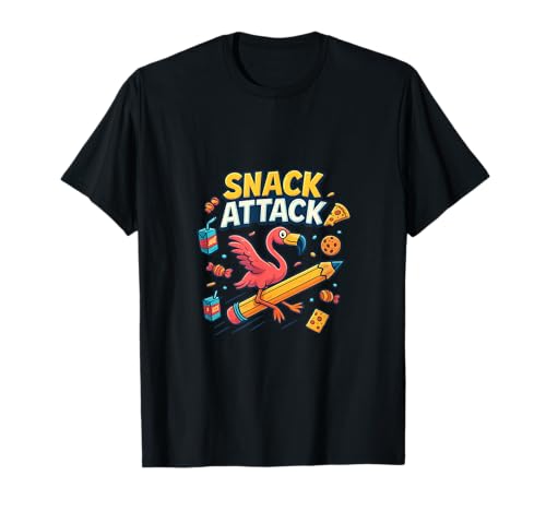 Snack Attack Funny Food Flamingo Kinder Back 2 Schule T-Shirt von Snack Attack Design Company Inc.
