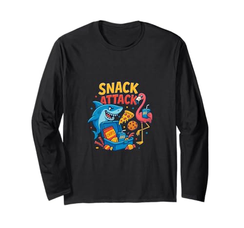 Snack Attack Lustiges Essen Flamingo Kinder Kinder Hai Schule Langarmshirt von Snack Attack Design Company Inc.