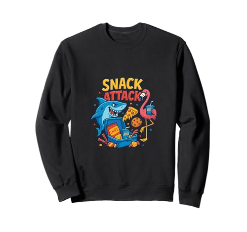 Snack Attack Lustiges Essen Flamingo Kinder Kinder Hai Schule Sweatshirt von Snack Attack Design Company Inc.
