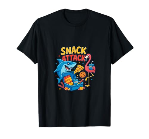 Snack Attack Lustiges Essen Flamingo Kinder Kinder Hai Schule T-Shirt von Snack Attack Design Company Inc.