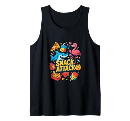 Snack Attack Lustiges Essen Flamingo Kinder Kinder Hai Schule Tank Top von Snack Attack Design Company Inc.