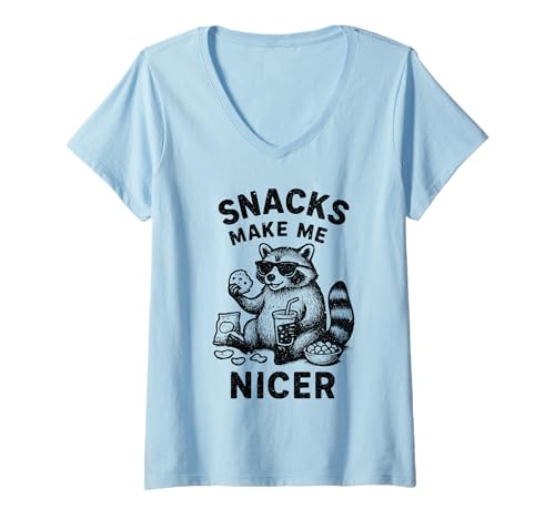Damen Chill Raccoon Genießen Sie Snacks, Feinschmecker-Munchies T-Shirt mit V-Ausschnitt Damen Chill Raccoon Genießen Sie Snacks, Feinschmecker-Munchies T-Shirt mit V-Ausschnitt von Snack Raccoon Fan Apparel by TheMaesthetics