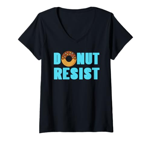 Damen Widerstehen ist bei Donuts schwer Humor T-Shirt mit V-Ausschnitt Damen Widerstehen ist bei Donuts schwer Humor T-Shirt mit V-Ausschnitt von Snack Spaß Essen Schoko Donut Fans