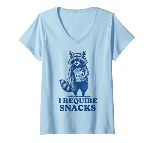 Damen I Require Snacks T-Shirt mit V-Ausschnitt Damen I Require Snacks T-Shirt mit V-Ausschnitt von Snacks Feinschmecker Hungrige Person