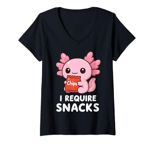 Damen I Require Snacks T-Shirt mit V-Ausschnitt Damen I Require Snacks T-Shirt mit V-Ausschnitt von Snacks Feinschmecker Hungrige Person