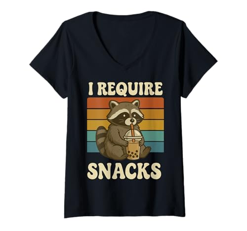 Damen I Require Snacks T-Shirt mit V-Ausschnitt Damen I Require Snacks T-Shirt mit V-Ausschnitt von Snacks Feinschmecker Hungrige Person