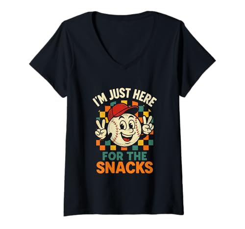 Damen I'm Just Here For The Snacks - Lustiger Baseball T-Shirt mit V-Ausschnitt Damen I'm Just Here For The Snacks - Lustiger Baseball T-Shirt mit V-Ausschnitt von Snacks Humor Fun