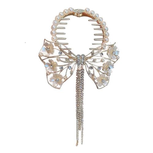 Snadulor 1 x Perlen-Quastenklammer, Blumen-Haarspangen, Pferdeschwanz-Haarspangen, Haarspangen, Zubehör für Mädchen und Frauen Snadulor 1 x Perlen-Quastenklammer, Blumen-Haarspangen, Pferdeschwanz-Haarspangen, Haarspangen, Zubehör für Mädchen und Frauen von Snadulor