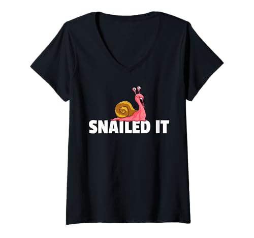 Damen Snailed It Snail Geschenk Banana Slug T-Shirt mit V-Ausschnitt Damen Snailed It Snail Geschenk Banana Slug T-Shirt mit V-Ausschnitt von Snail Lover Gifts