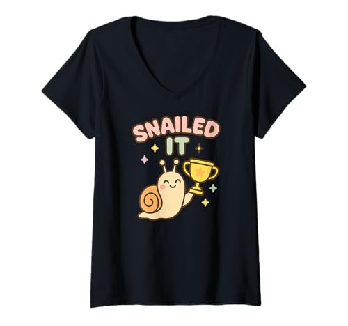Damen Hab es geschnappt! T-Shirt mit V-Ausschnitt von Snail Lover Winner Design Co.