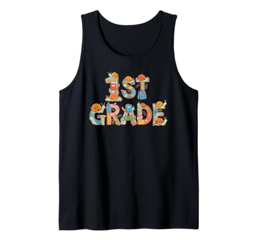 Lustige Schnecke, erste Klasse, Schulanfang, Kinder, Jungen, Mädchen Tank Top von Snail Lovers First Day of School 1st Grade Outfits