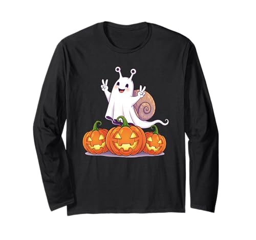 Lustige Schnecke Geist Kürbis Boo Halloween Kinder Herren Damen Langarmshirt von Snail Lovers Halloween Ghost Pumpkin Outfits