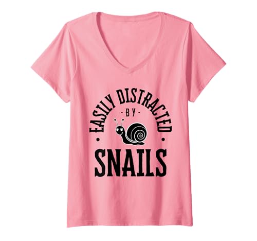 Damen Lustige Schnecke leicht abgelenkt von Schnecken Frau T-Shirt mit V-Ausschnitt von Snail Lovers
